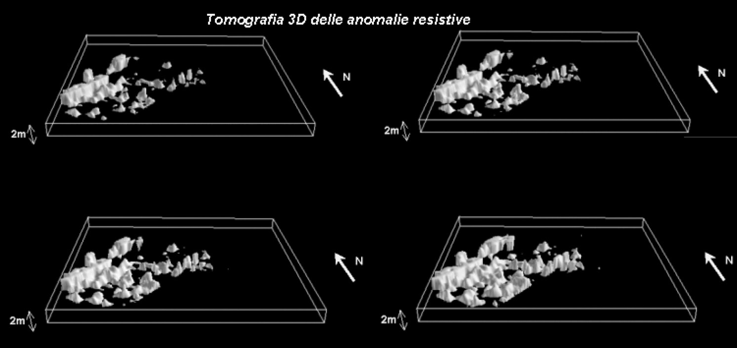 Fig. 8 – Tomografia 3D delle anomalie resistive.