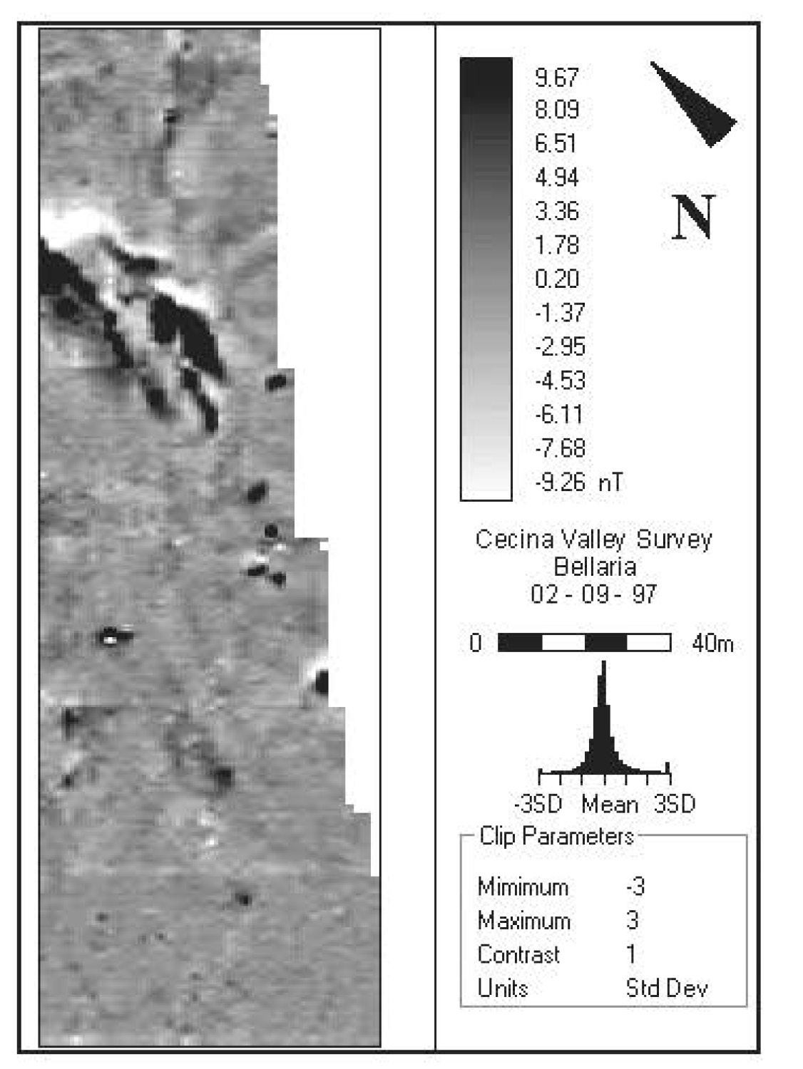 Fig. 4 – Results of fluxgate-gradiometer survey conducted at Bellaria.