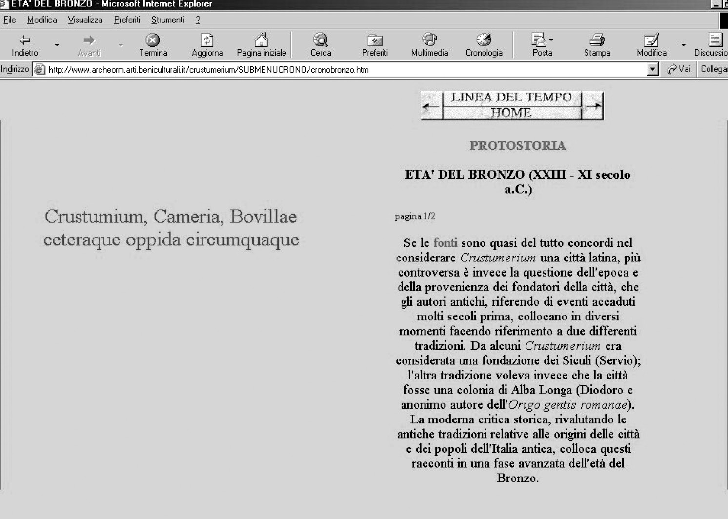 Fig. 4 – Scheda di fase Submenu cronologico.