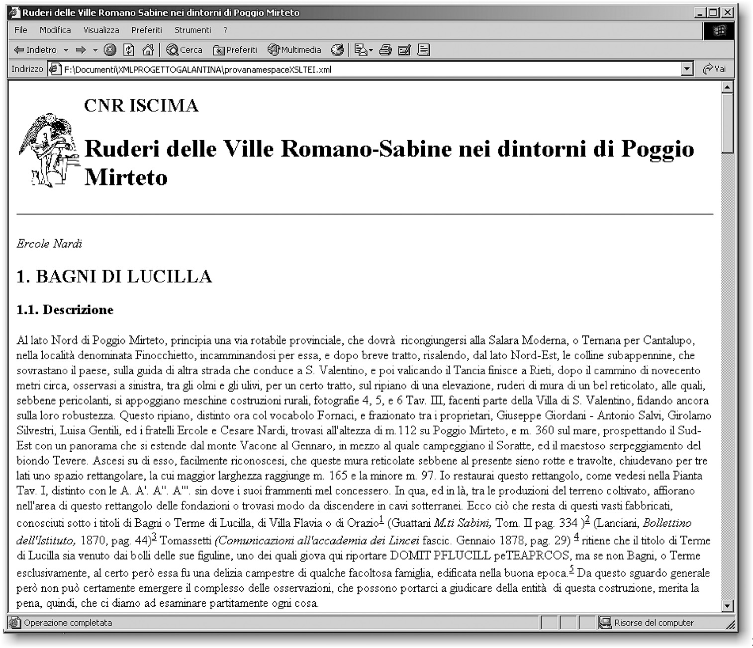 Fig. 12 – Resa in Internet Explorer del foglio di stile TEI Lite.