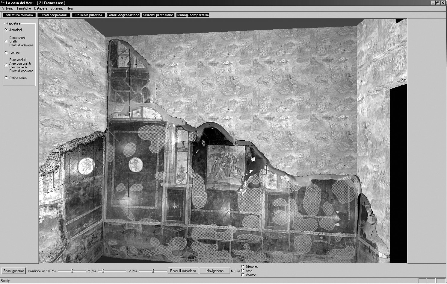 Fig. 3 –Progetto DVR Pompei: modello virtuale fotogrammetrico dell’ambiente H della Casa dei Vettii.