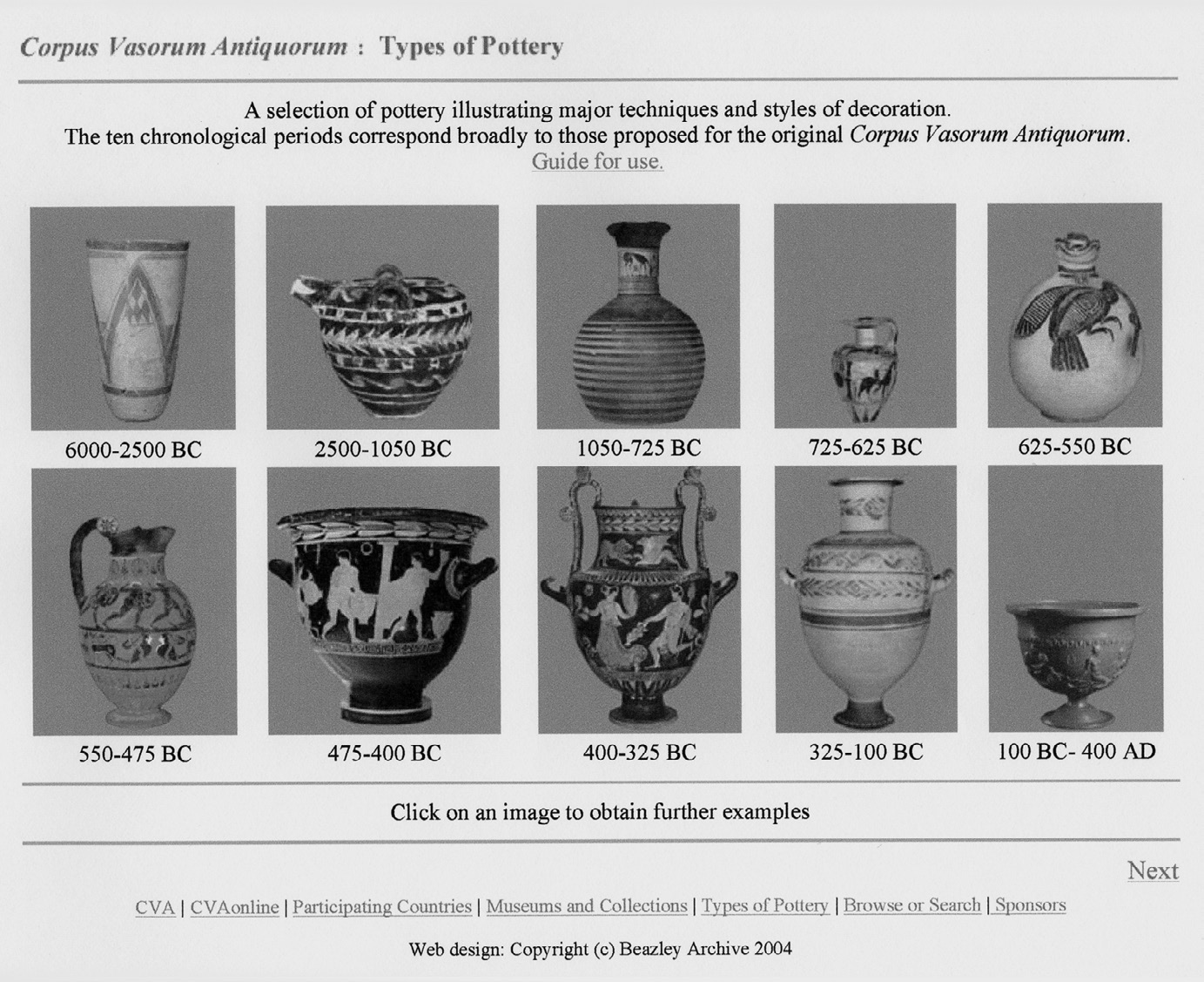 Fig. 5 – Corpus Vasorum Antiquorum: types of pottery.