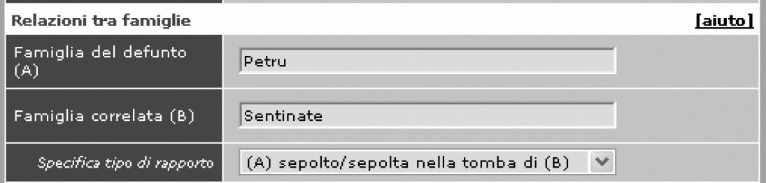 Fig. 15 – Esempio di ricerca su rapporti tra famiglie (con specificazione).
