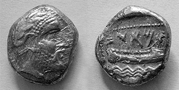 Fig. 1 – Statere. Fenicia. Zecca di Arado (350-332 a.C.).