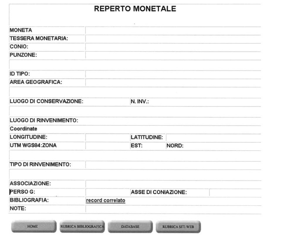 Fig. 5 – Scheda reperto monetale.