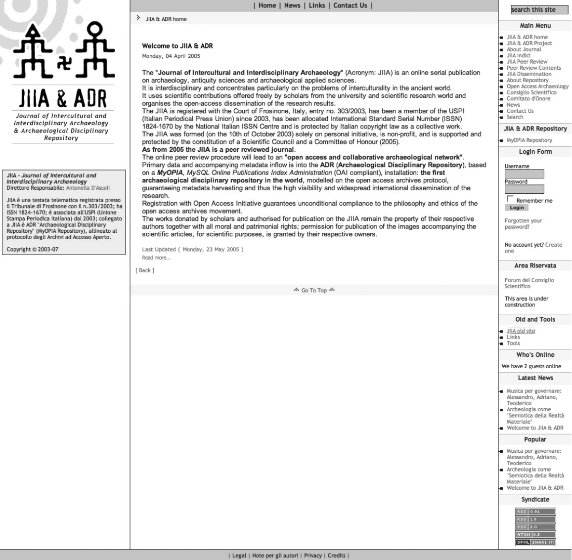 Fig. 2 – JIIA MyOPIA Repository, home page.