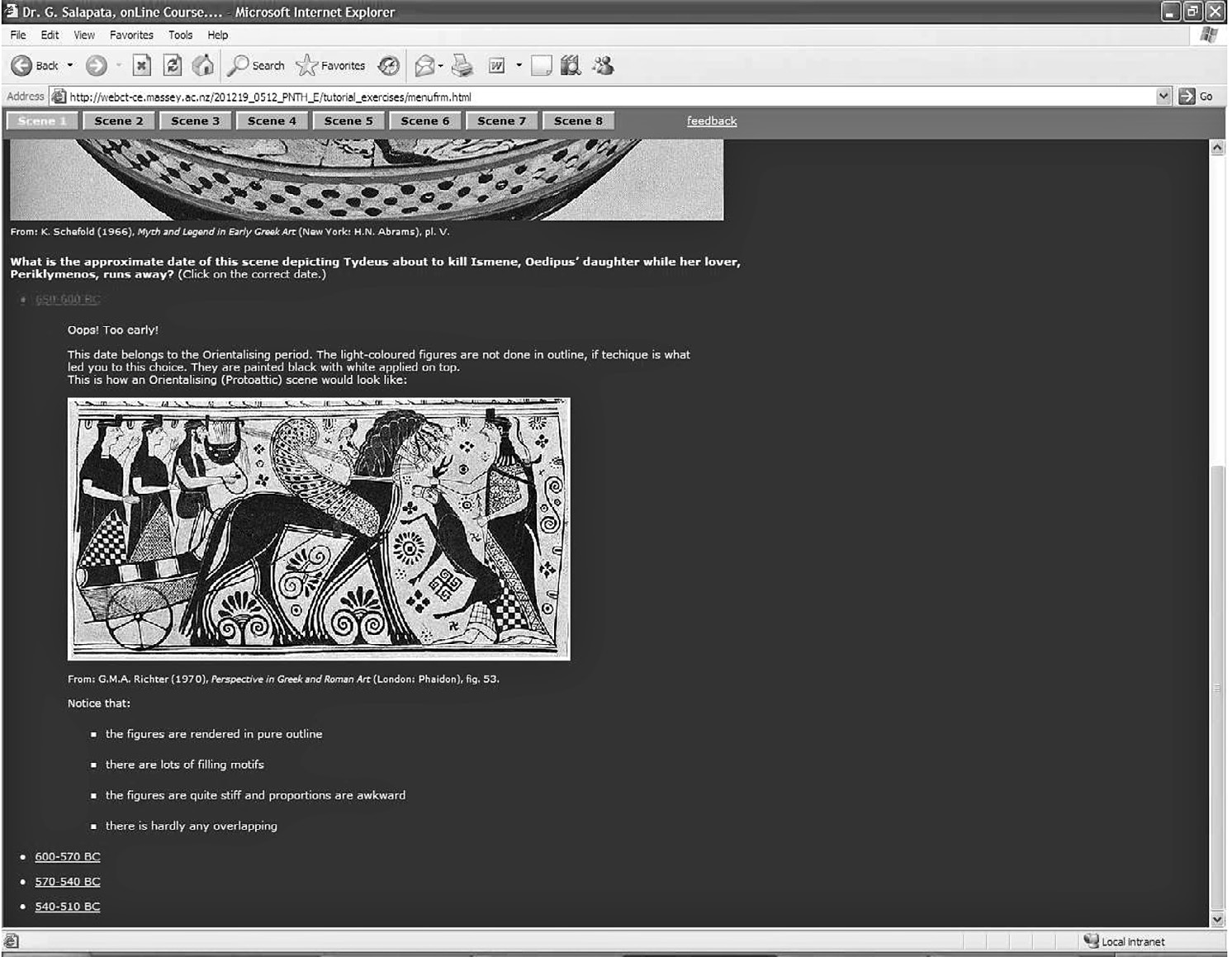 Fig. 1 – Screenshot of the feedback on an incorrect answer in “scene 1” of the Greek Art activity.