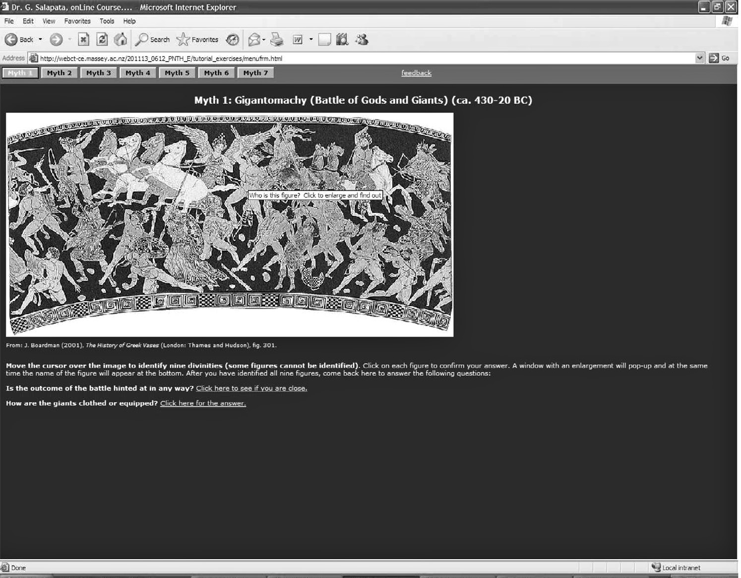 Fig. 4 – Screenshot oftheopening page of “myth 1”, the first example in theGreek Mythology activity, with “hotspot”.