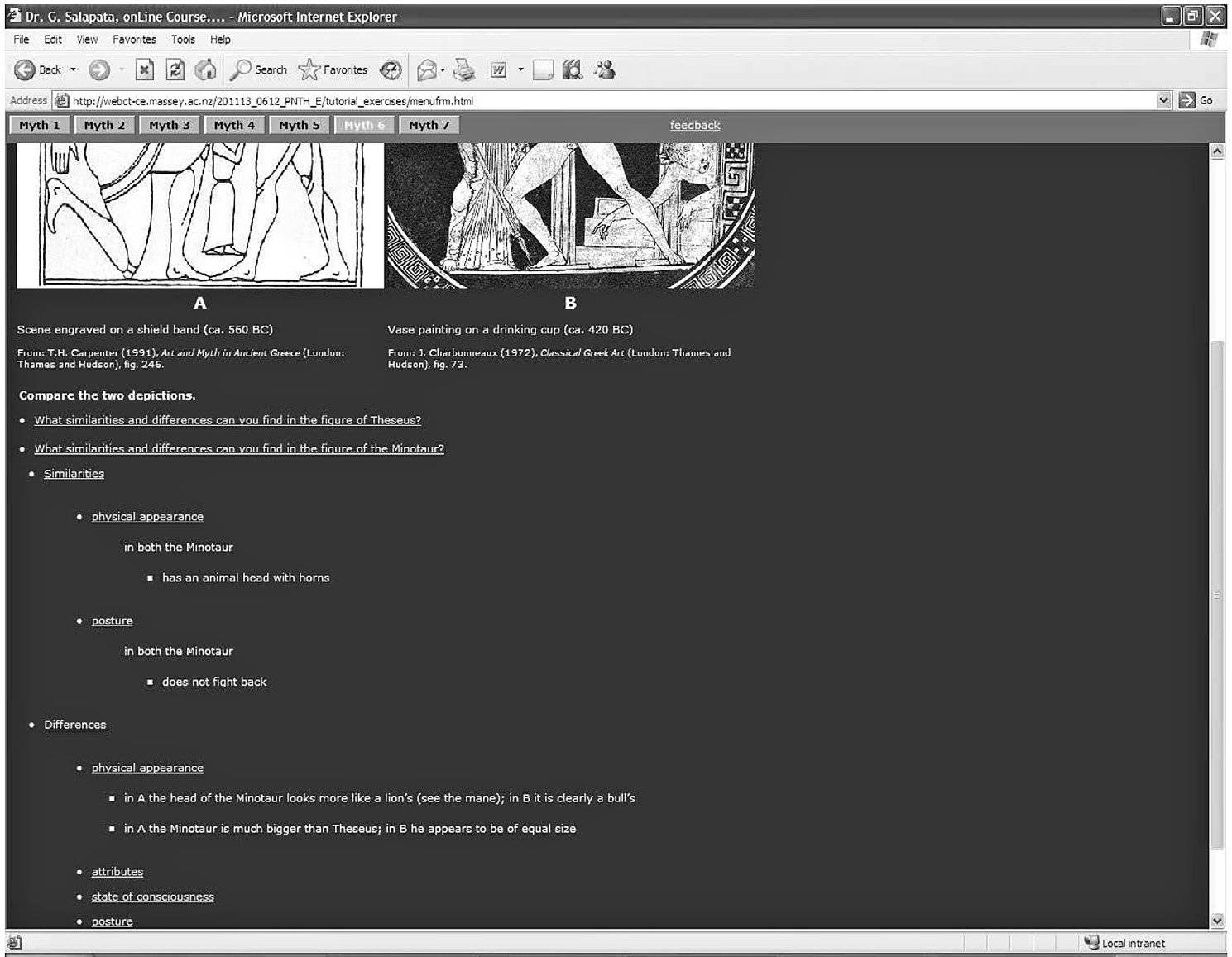 Fig. 7 – Screenshot of layers of feedback on the comparison of the figure of Minotaur in “myth 6”.