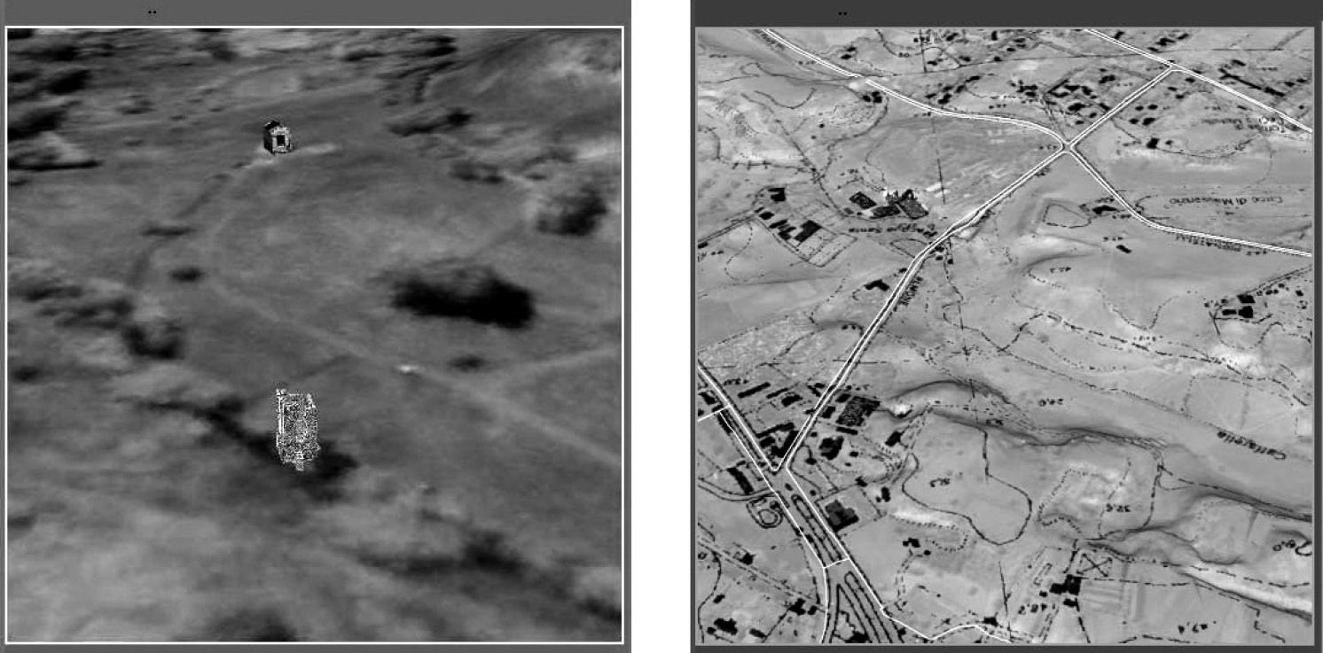 Fig. 4 – VR WebGIS con le diverse funzionalità implementate (caricamento di modelli 3d, librerie di piante, layer vettoriali GIS; switch tra diversi modelli).