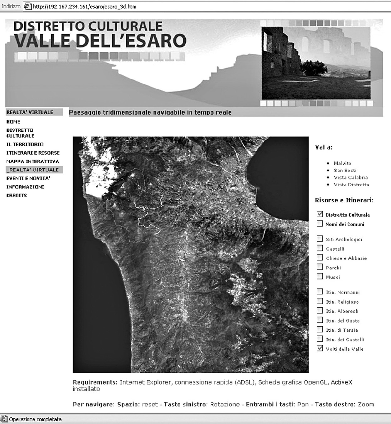 Fig. 5 – VR WebGIS del paesaggio calabrese della Valle dell’Esaro.