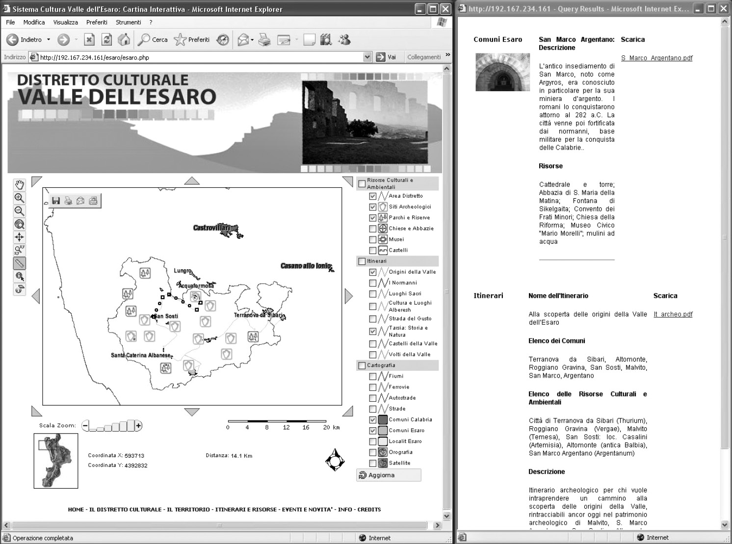 Fig. 6 – WebGIS del Distretto Culturale della Valle dell’Esaro.