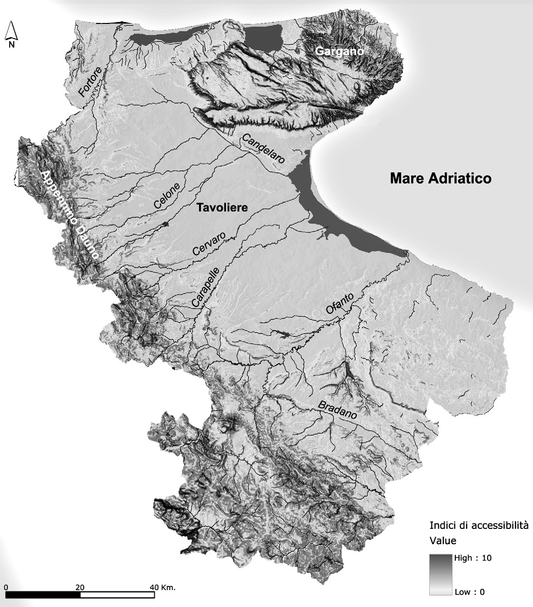 Fig. 5 – Modello grid dei “costi di percorrenza”.