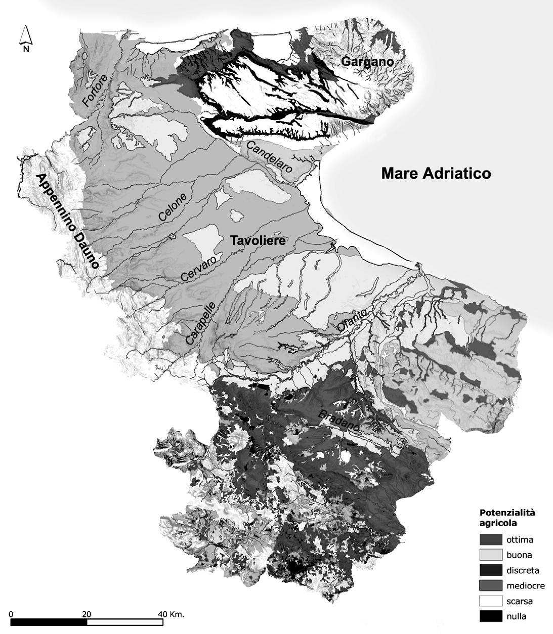 Fig. 6 – Modello grid della “potenzialità agricola”.