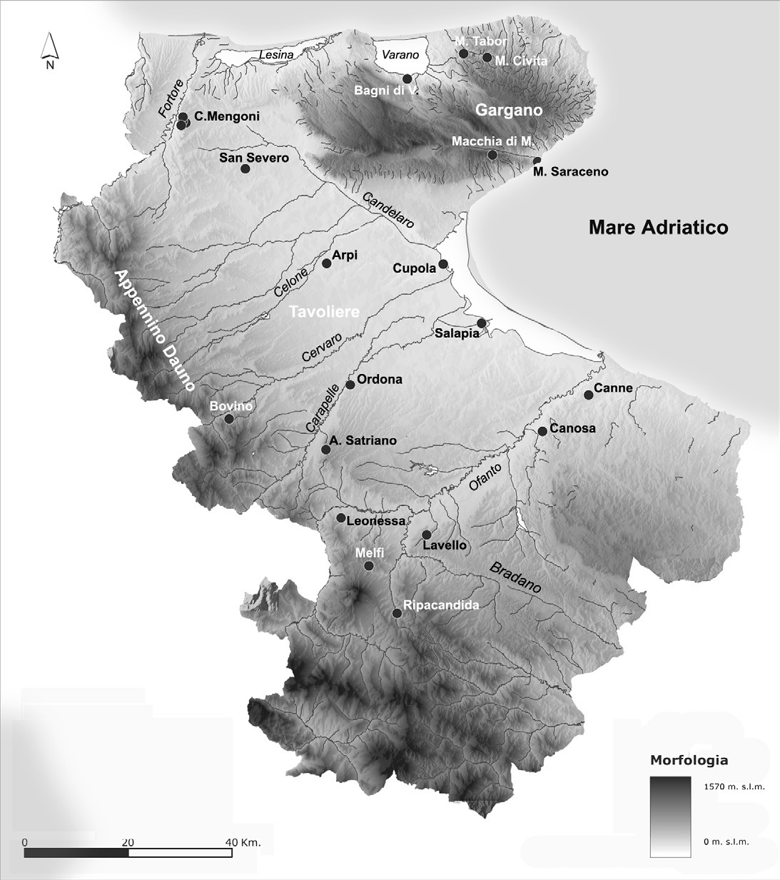 Fig. 15 – Carta di distribuzione degli insediamenti (VIII-prima metà VII sec. a.C.).