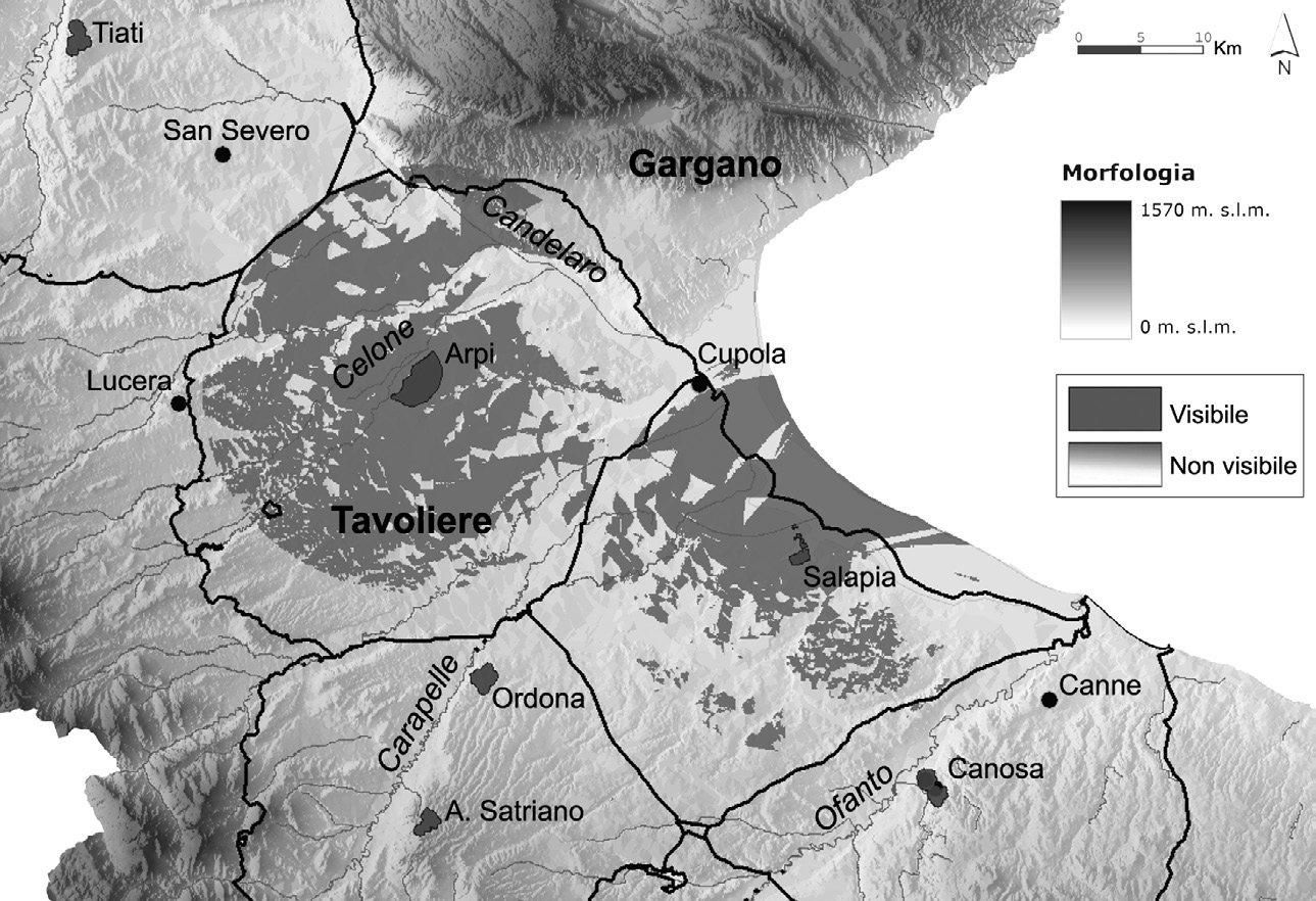 Fig. 19 – Arpi e Salapia. Overlay delle Viewshed e Cost Surface Analyses.