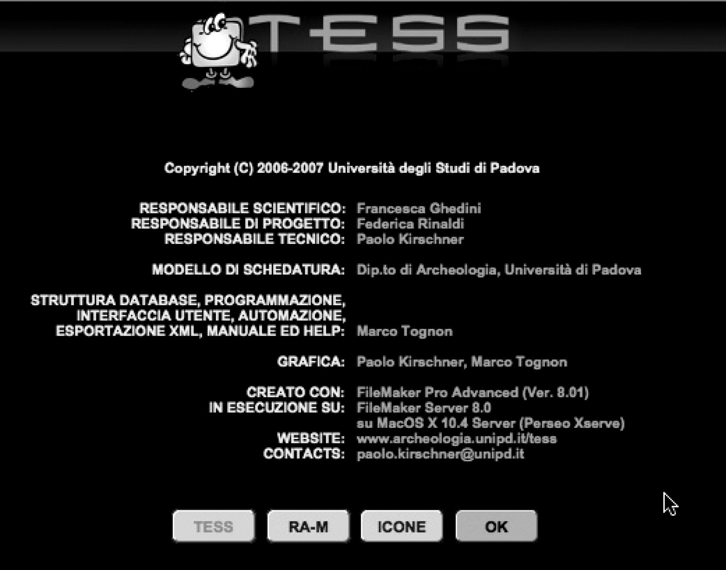 Fig. 1 – I credits del progetto TESS.