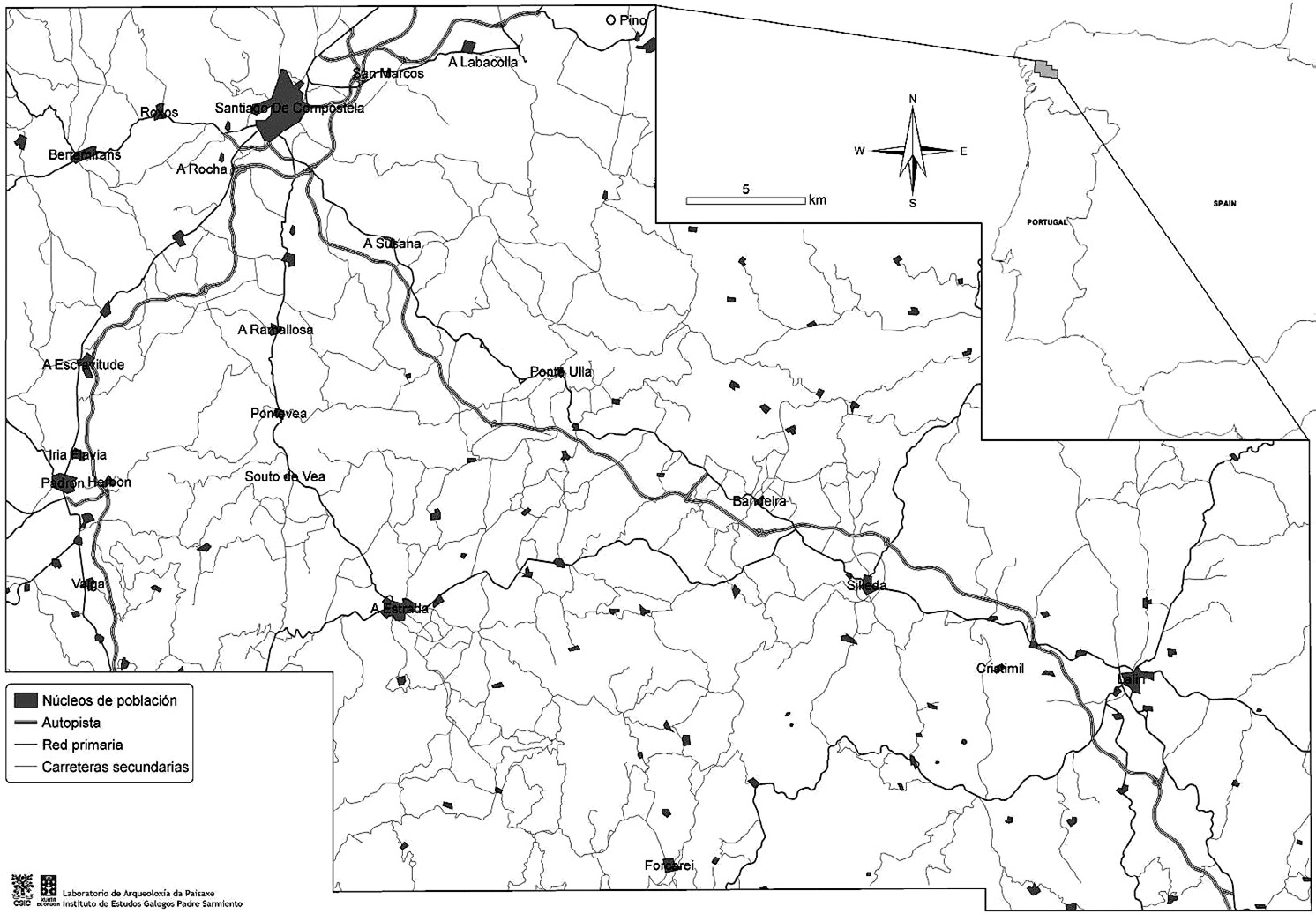 Fig. 1 – Existing settlements and roads in the study area.