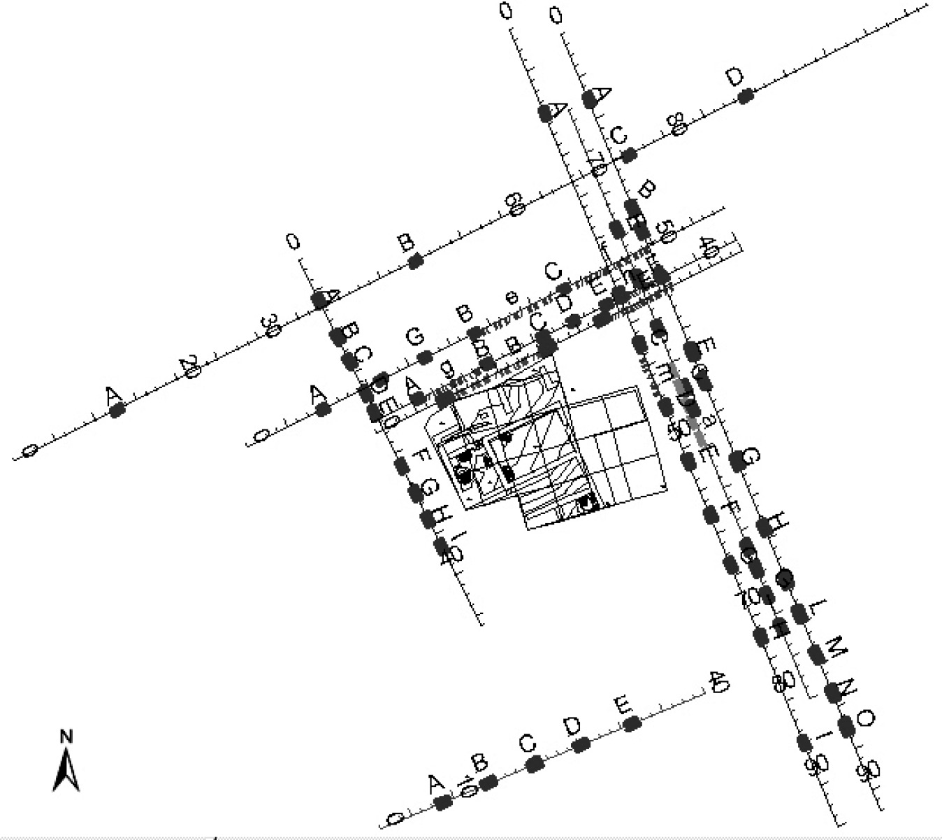 Fig. 12 – Visualizzazione dello scavo e delle nove tomografie con le relative evidenze.