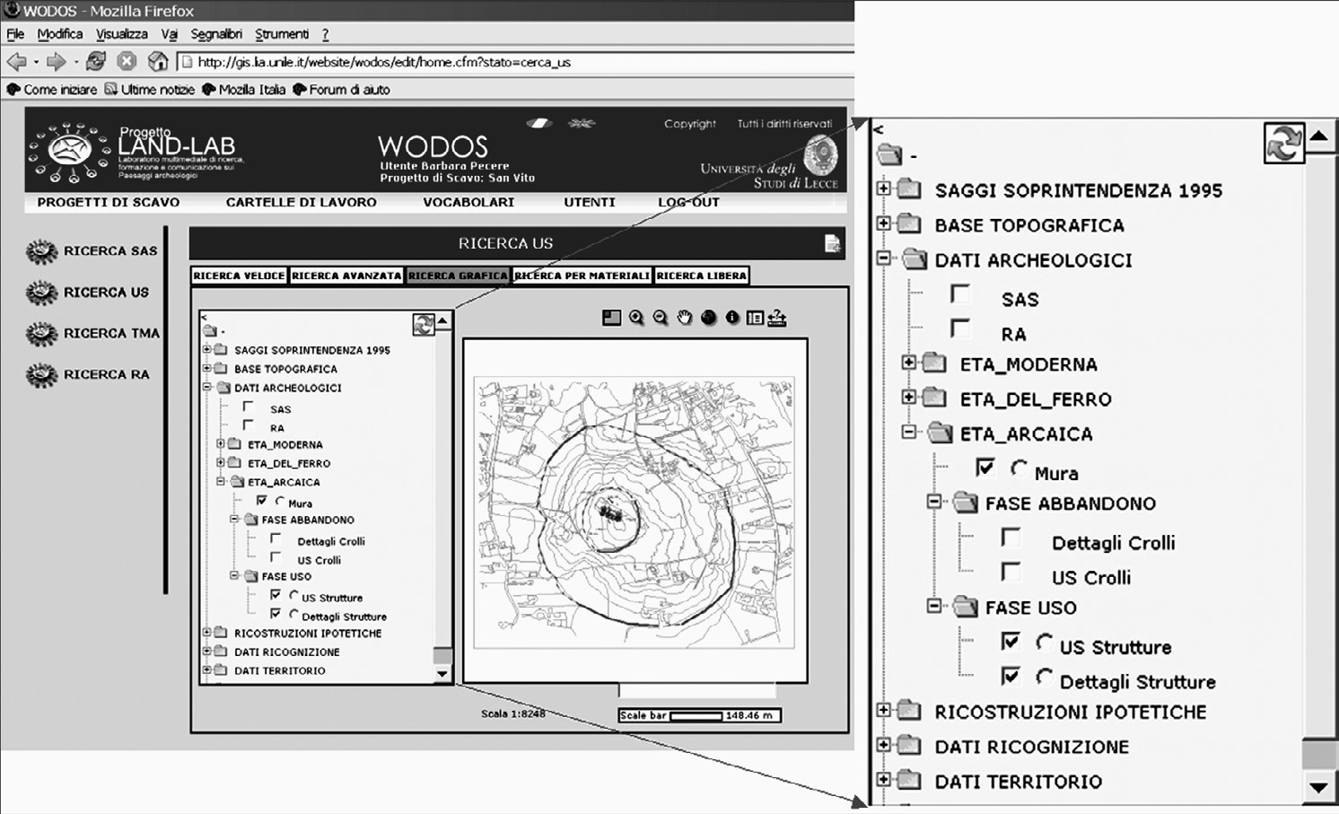 Fig. 8 – WODOS. Example of TOC (Table of Content).