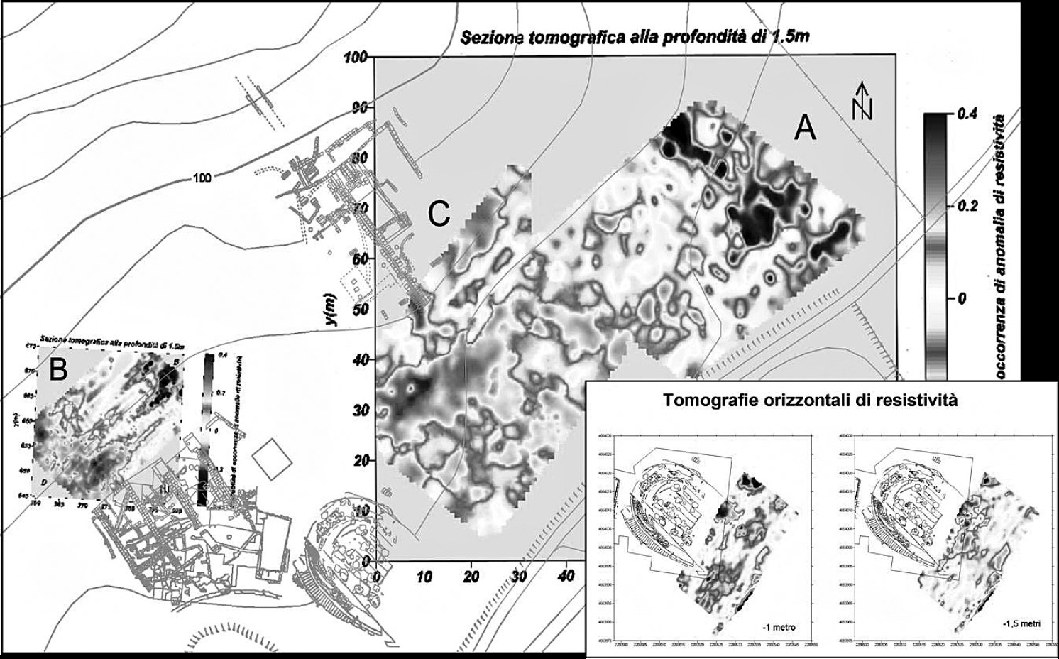 Fig. 2 – Prospezioni geofisiche nell’area della Vigna Parrocchiale.