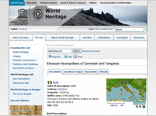 Fig. 1 – UNESCO World Heritage List.