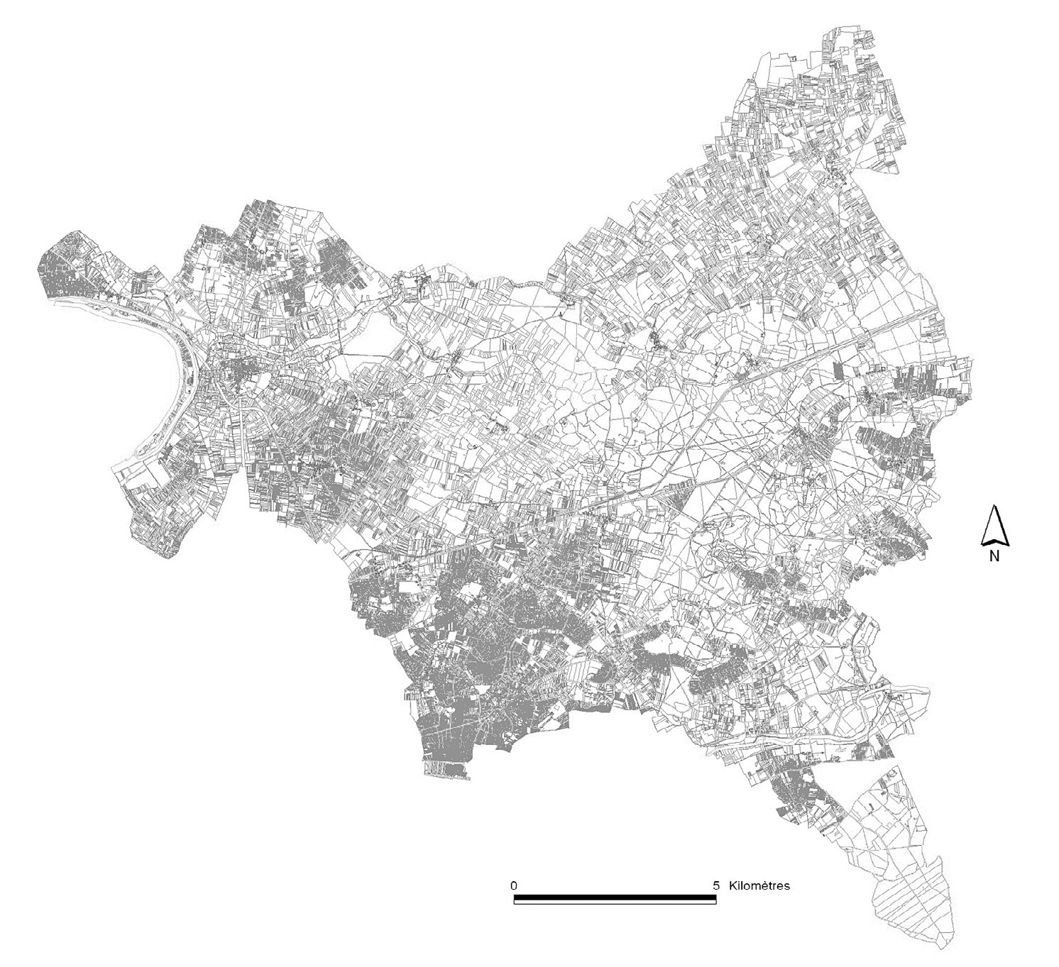 Fig. 4 – Vectorization of the Napoleonic cadastre, in the present state (Département de la Seine-Saint-Denis).