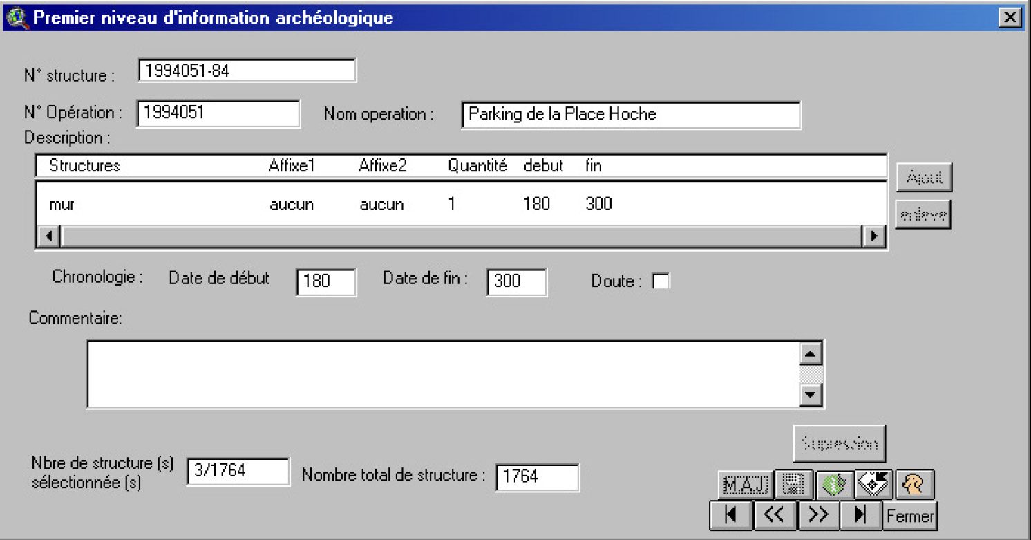 Fig. 1 – Fiche descriptive de structure.