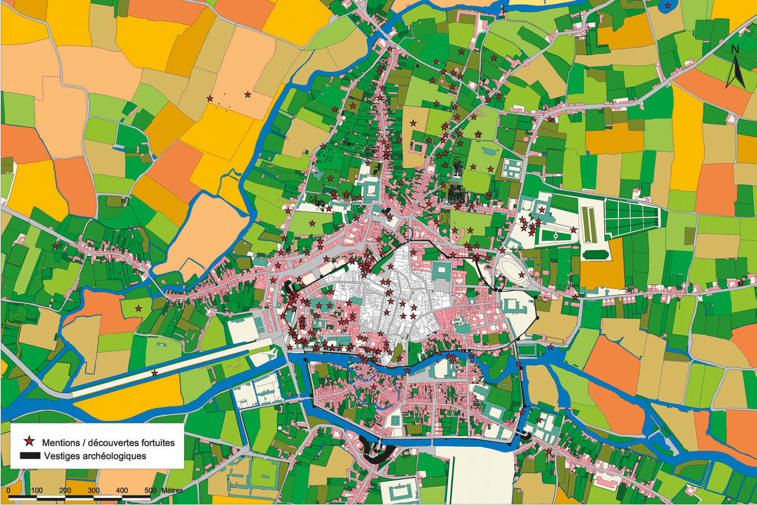 Fig. 7 – Ensemble des données administratives et scientifiques intégrées à SIGUR sur fond cadastral moderne.