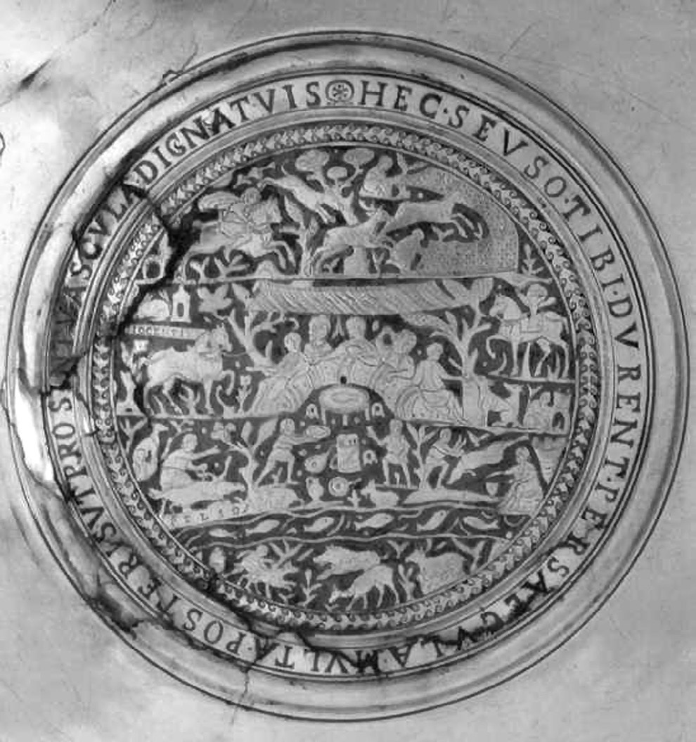 Fig. 1 – Early mapping: representation of Lake Balaton on a Roman era silver plate from the Seuso-treasure.