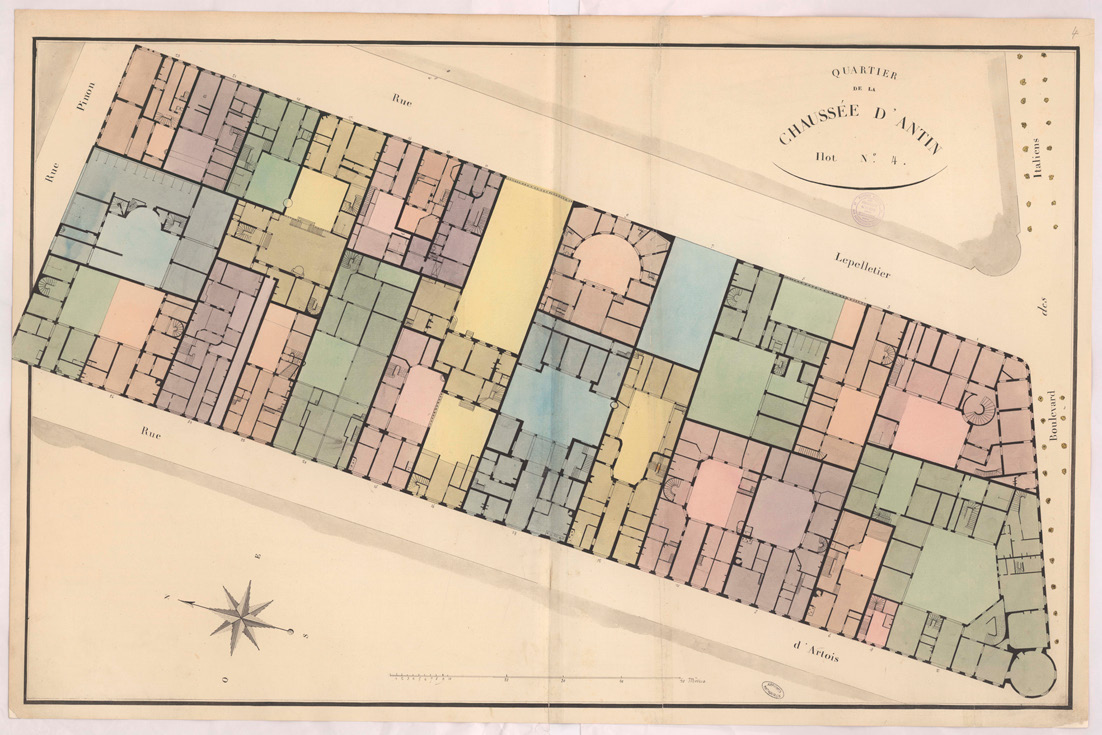 Fig. 2 – Plan by Vasserot: quarter of the Chaussée d’Antin, block No. 4.