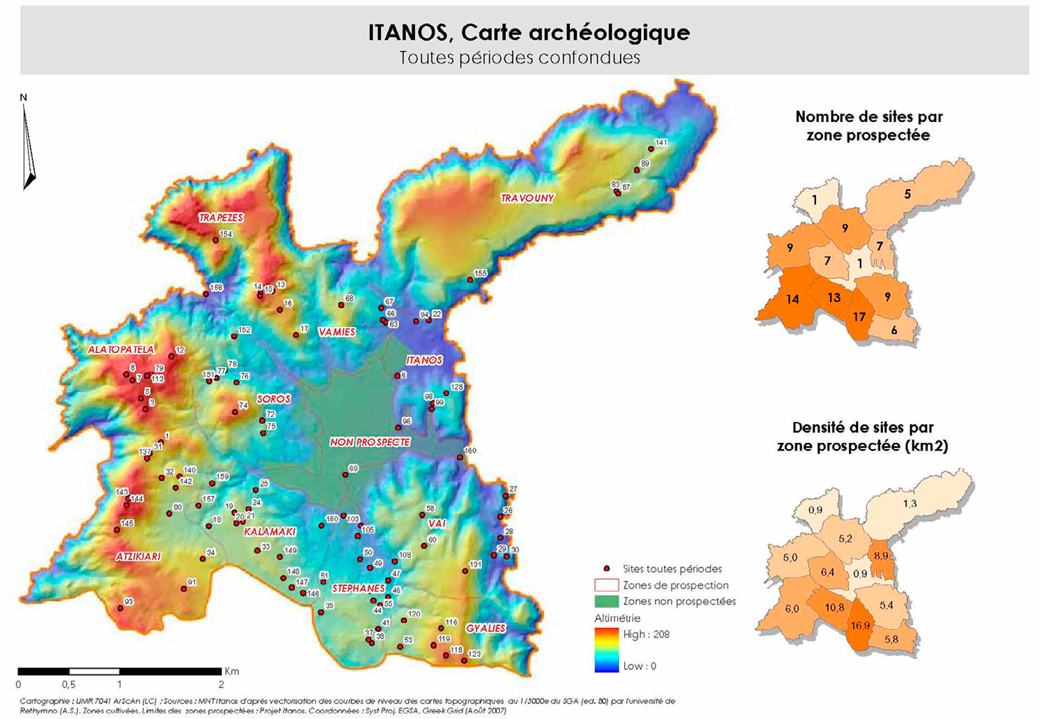 Fig. 4 – Vue générale de la répartition des sites.