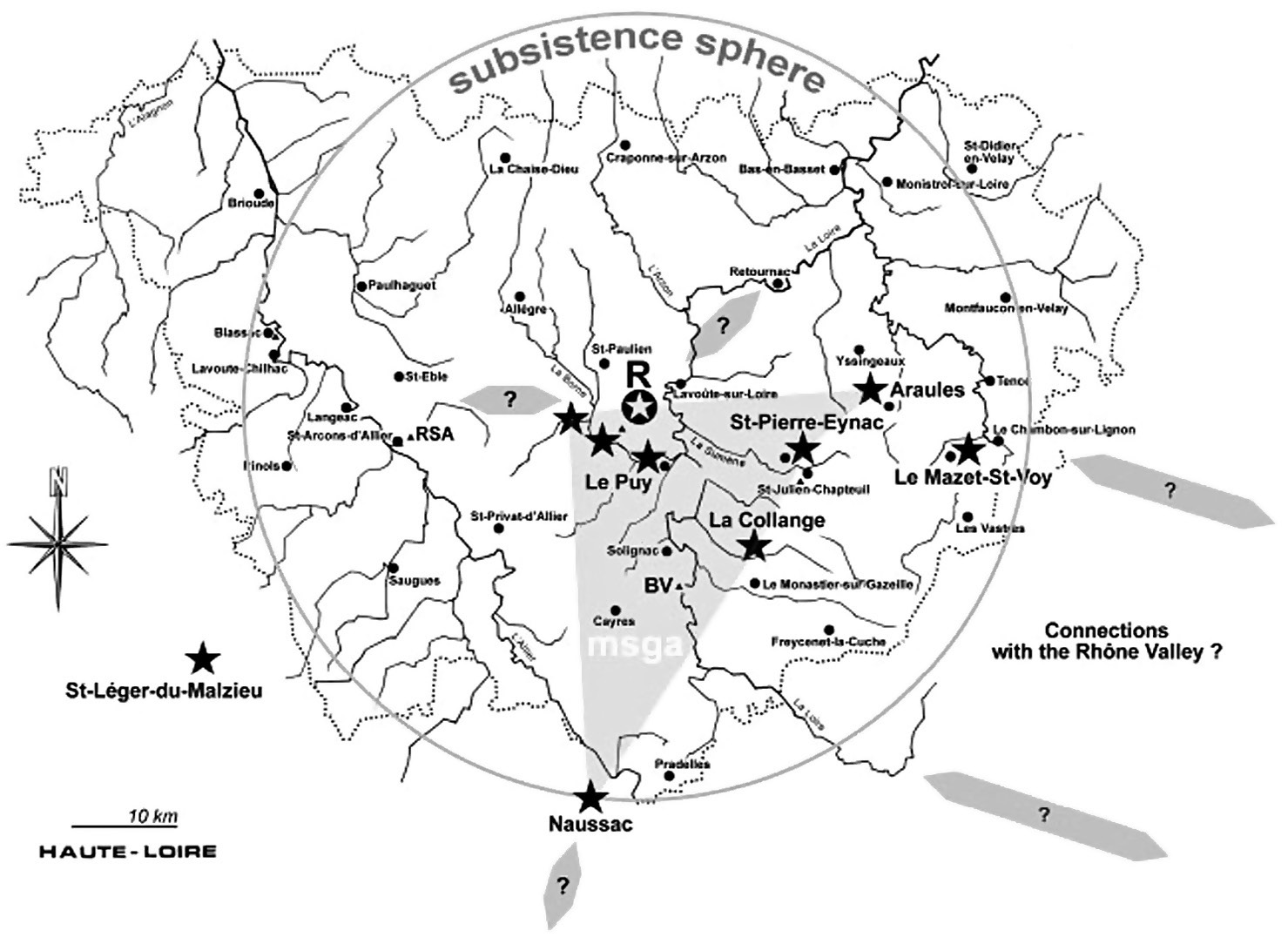 Fig. 9 – Espace minéral parcouru par les occupants de Rochelimagne.