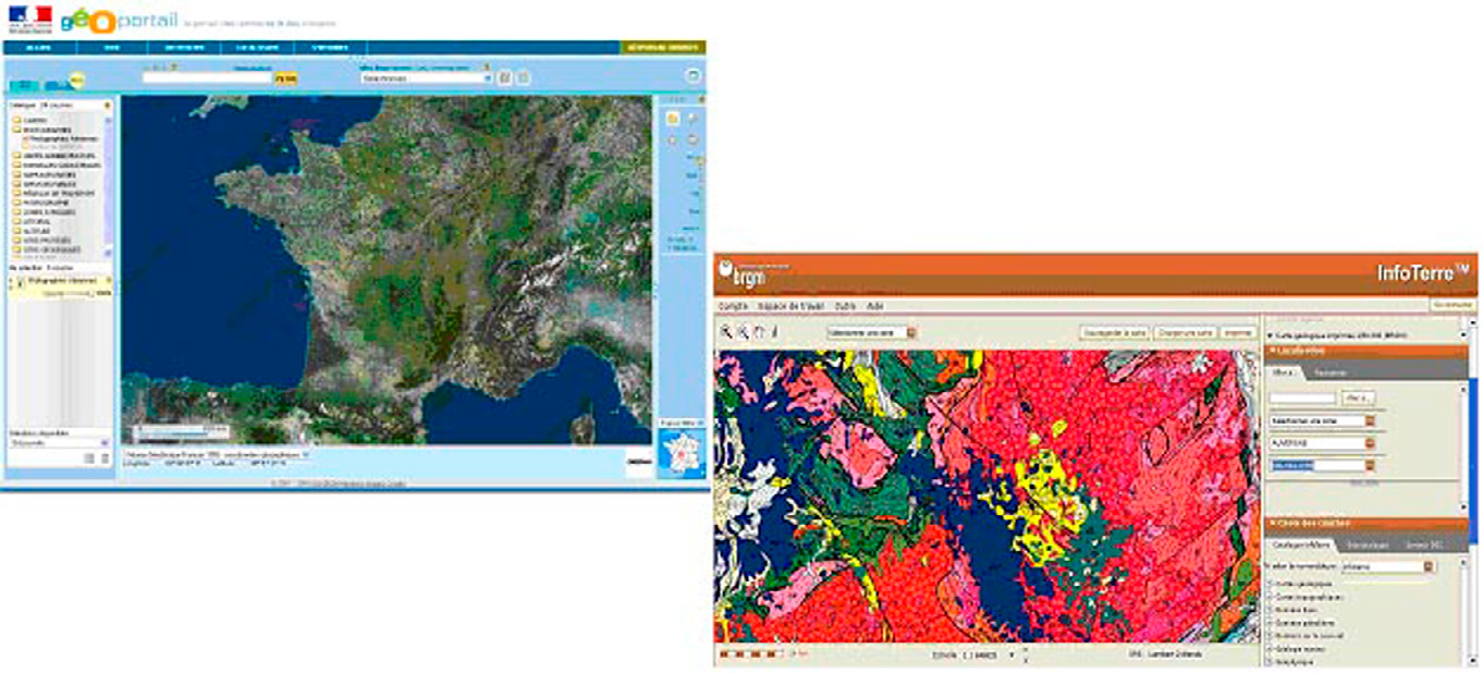 Fig. 11 – Sites Géoportail (©IGN) et Infoterre (©BRGM).