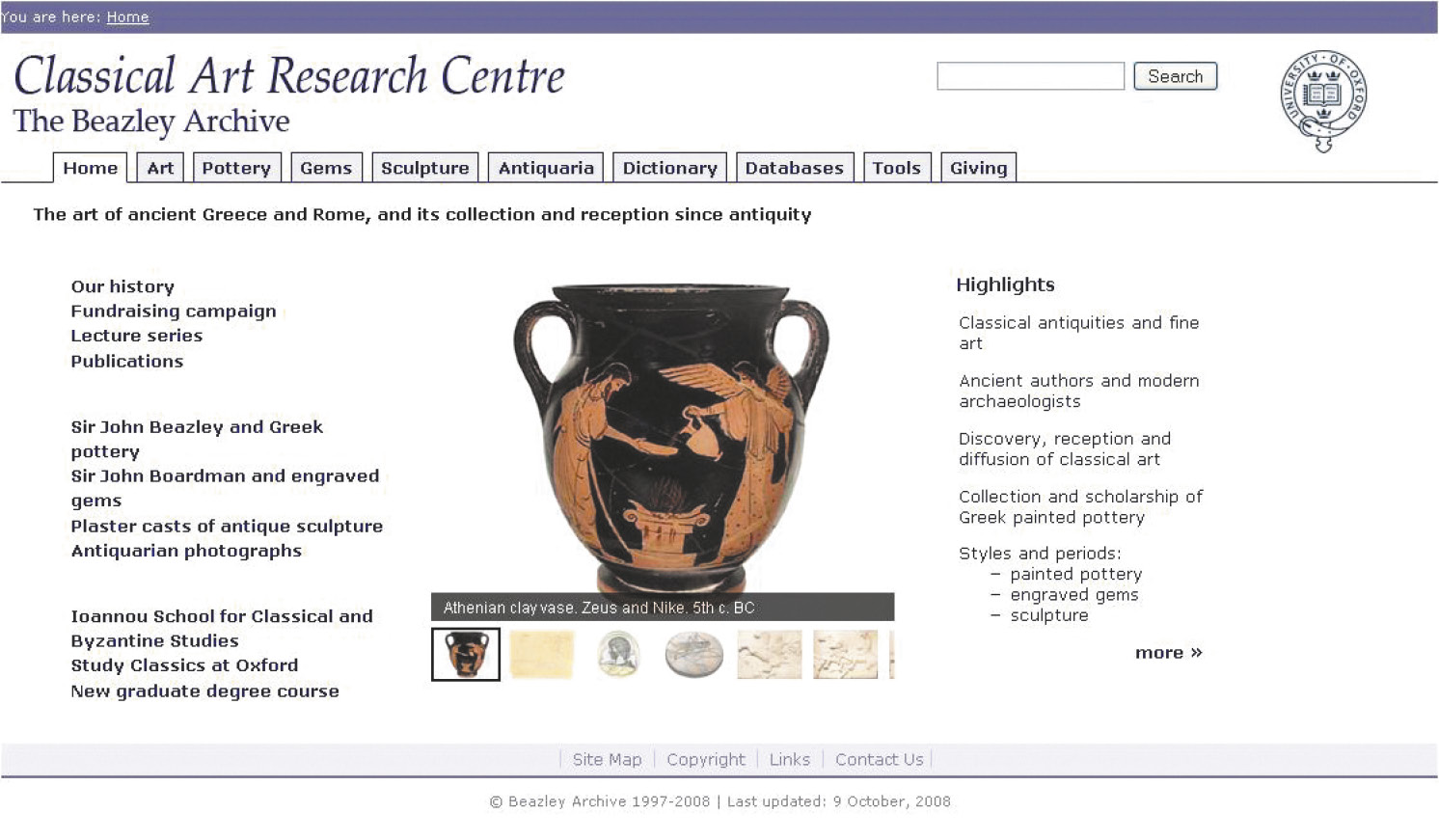 Fig. 2 – The Beazley Archive web site.