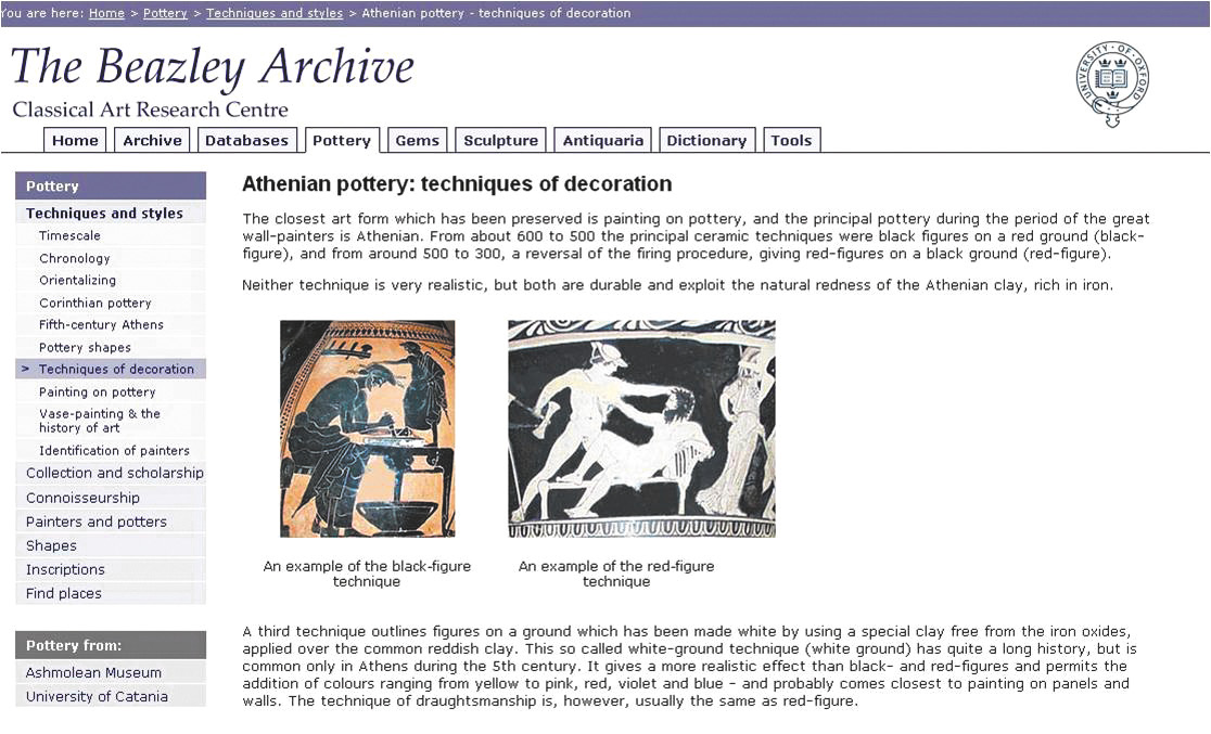 Fig. 5 – The Beazley Archive. Athenian pottery 625-300 BC.