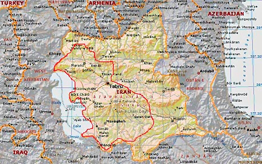 Fig. 1 – Map showing the study area of this research in the eastern parts of Urmia Lake, northwestern Iran.