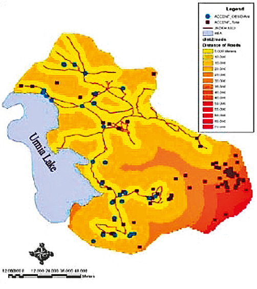 Fig. 4 – Proximity measurements of archaeological sites from possible ancient road networks.