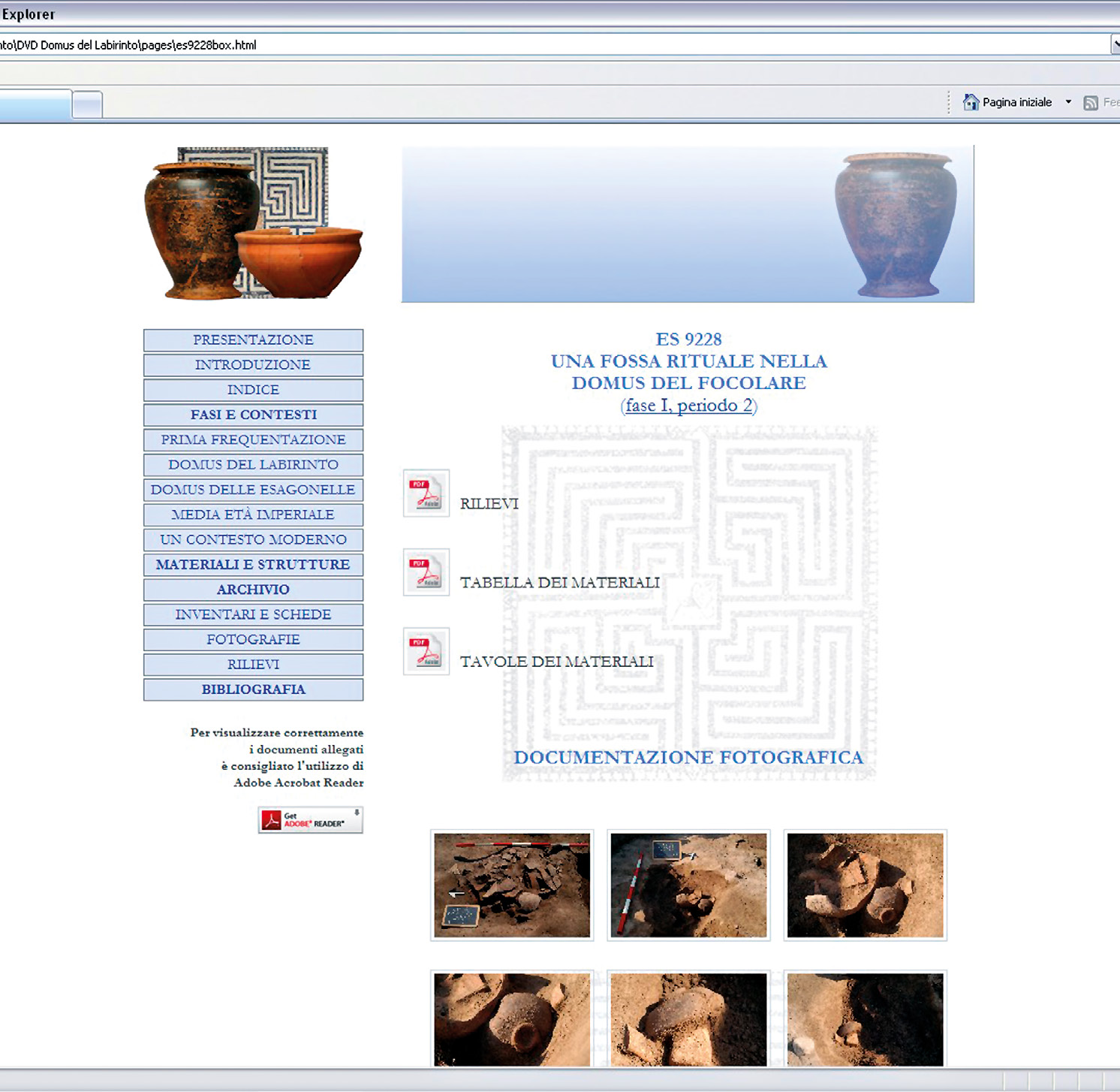 Fig. 5 – Esempio di “box”, contenente la documentazione relativa al contesto in esame.