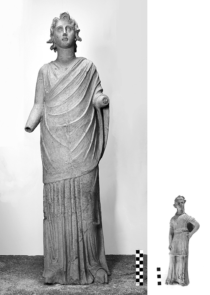 Fig. 12 – Esempio di statua (museo di Pomezia) e di statuetta (museo di Norma).