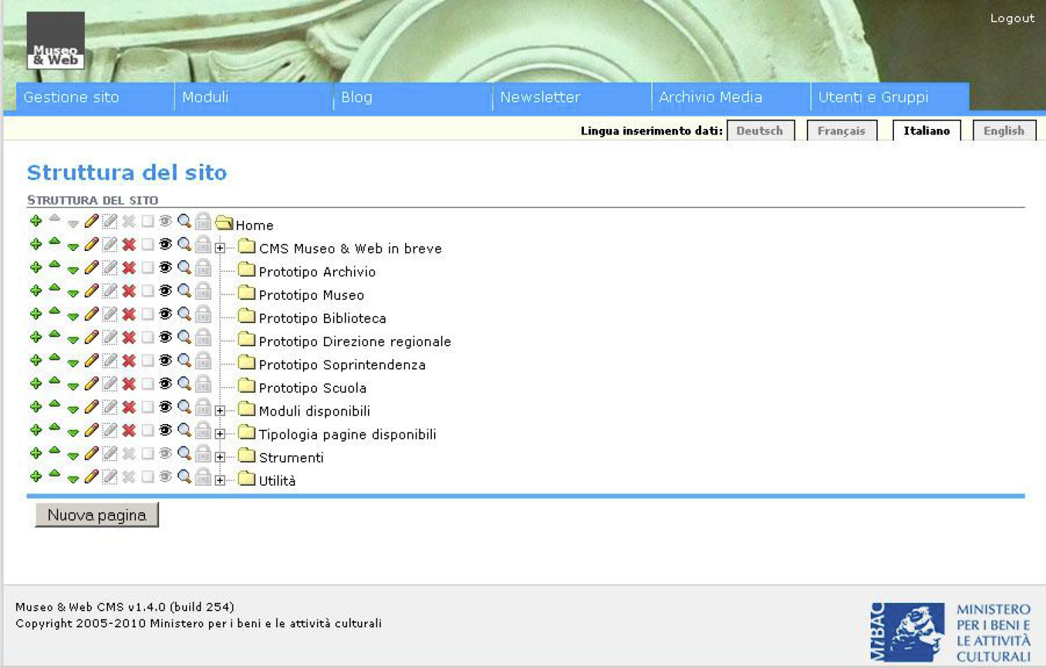 Fig. 2 – Il CMS in amministrazione a seguito dell’installazione.