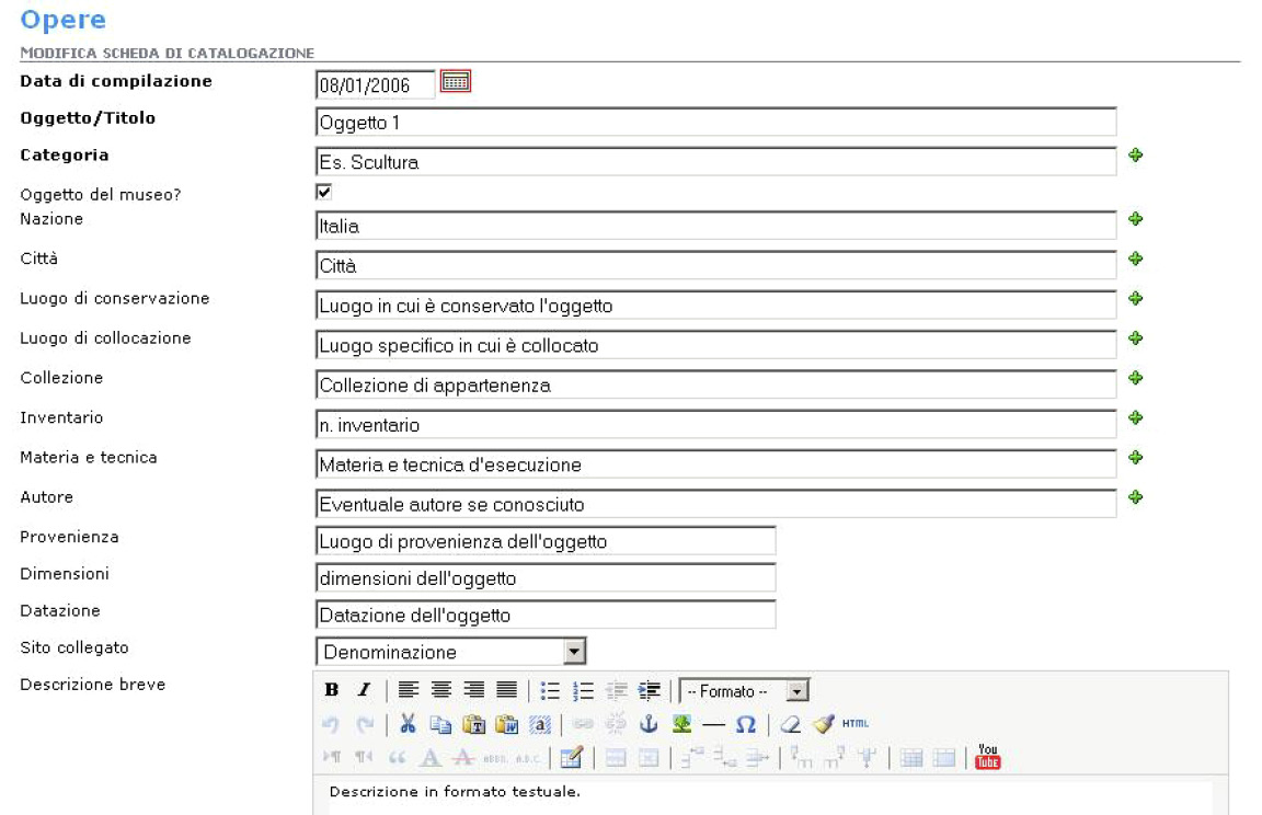 Fig. 7a – Il modulo Opere in amministrazione.