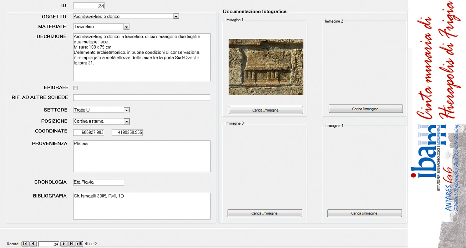 Fig. 6 – Esemplificazione di una scheda descrittiva del geodatabase.