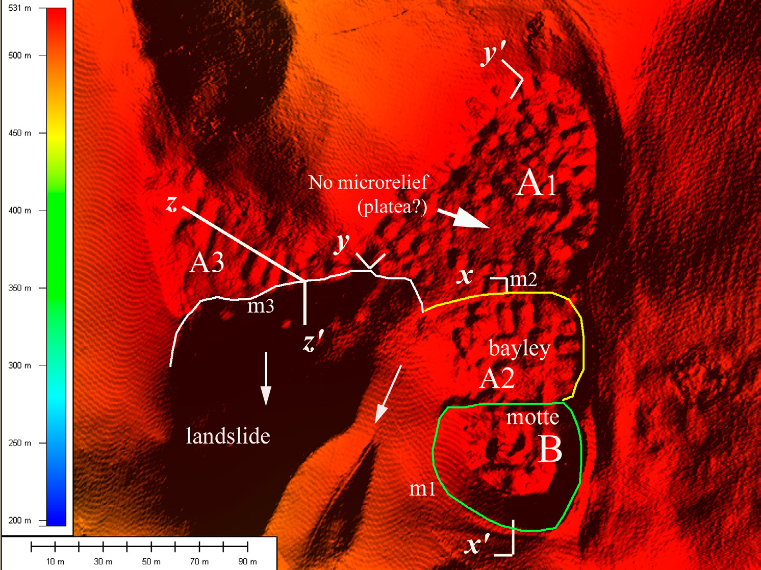 Fig. 7 – Interpretation of DTM for the medieval settlements.