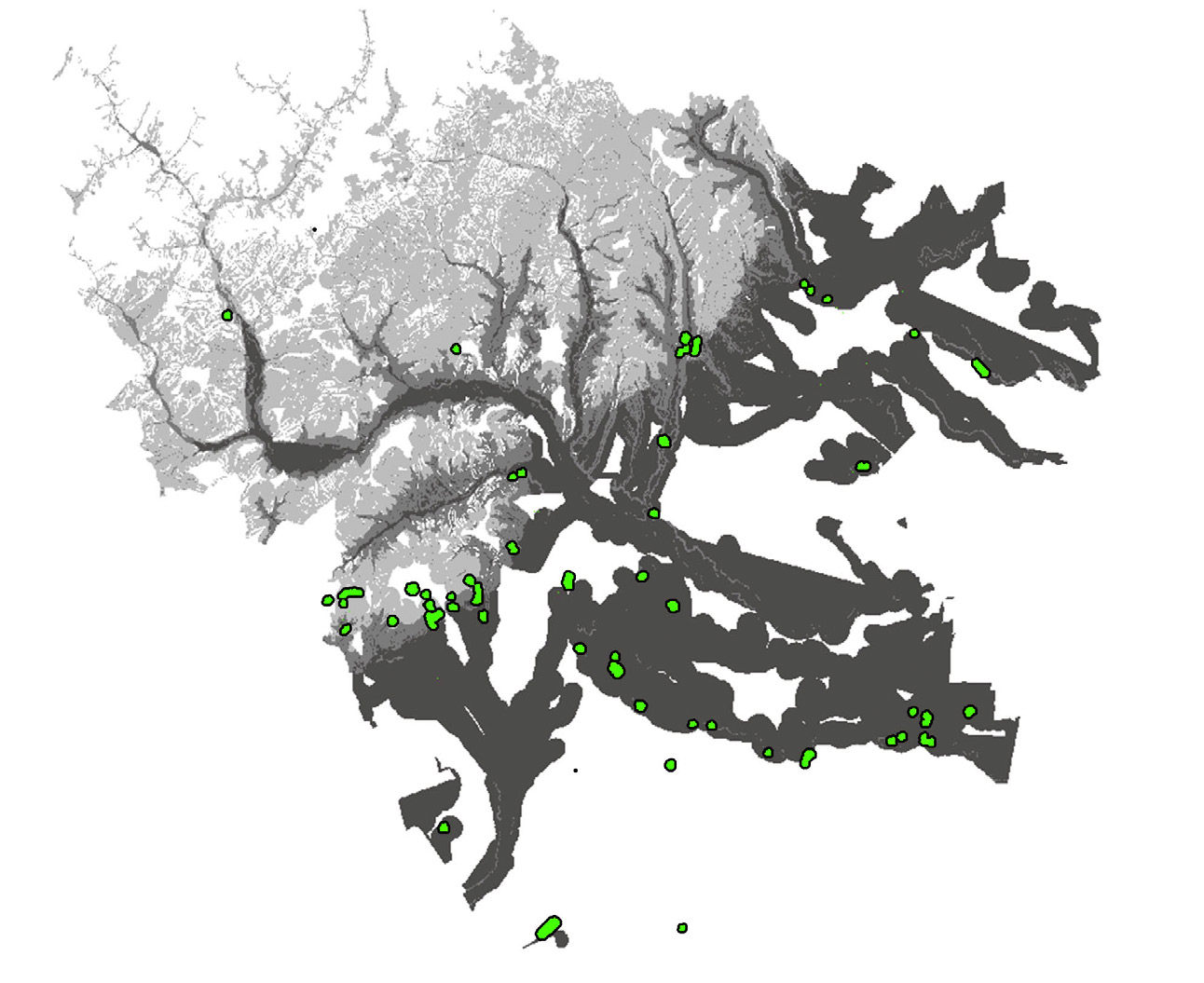 Fig. 5 – Archaeological Predictive Model of the Buz?u County for the Post-Roman Age sites.