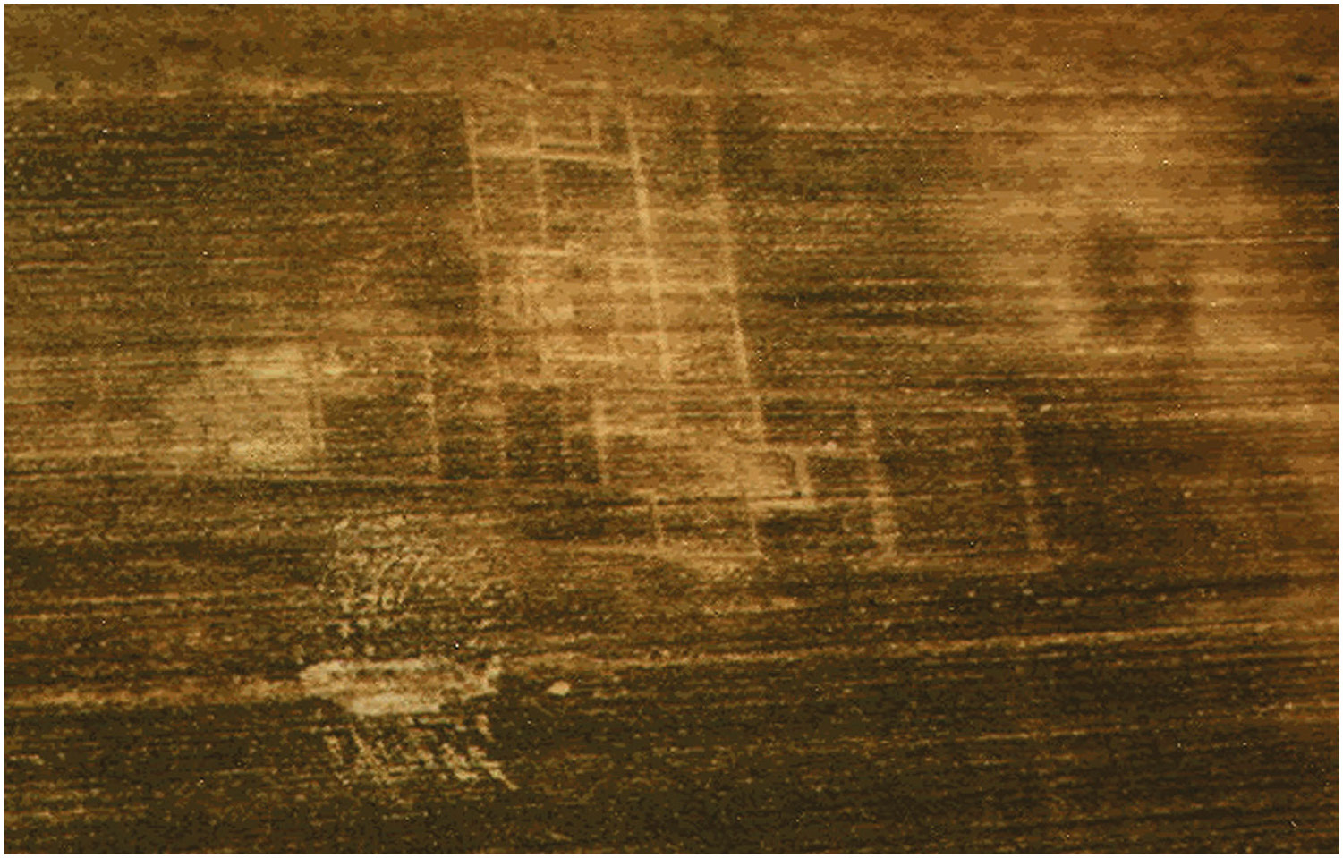 Fig. 2 – Roman villa at Grivenes (France): a) before the rain b) after the rain (Scollar et al. 1990).