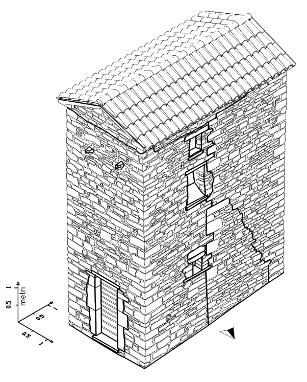 Fig. 5 – Torre di Monte Erno (Galeata, FC). Restituzione tridimensionale degli elementi strutturali (vista assonometrica).