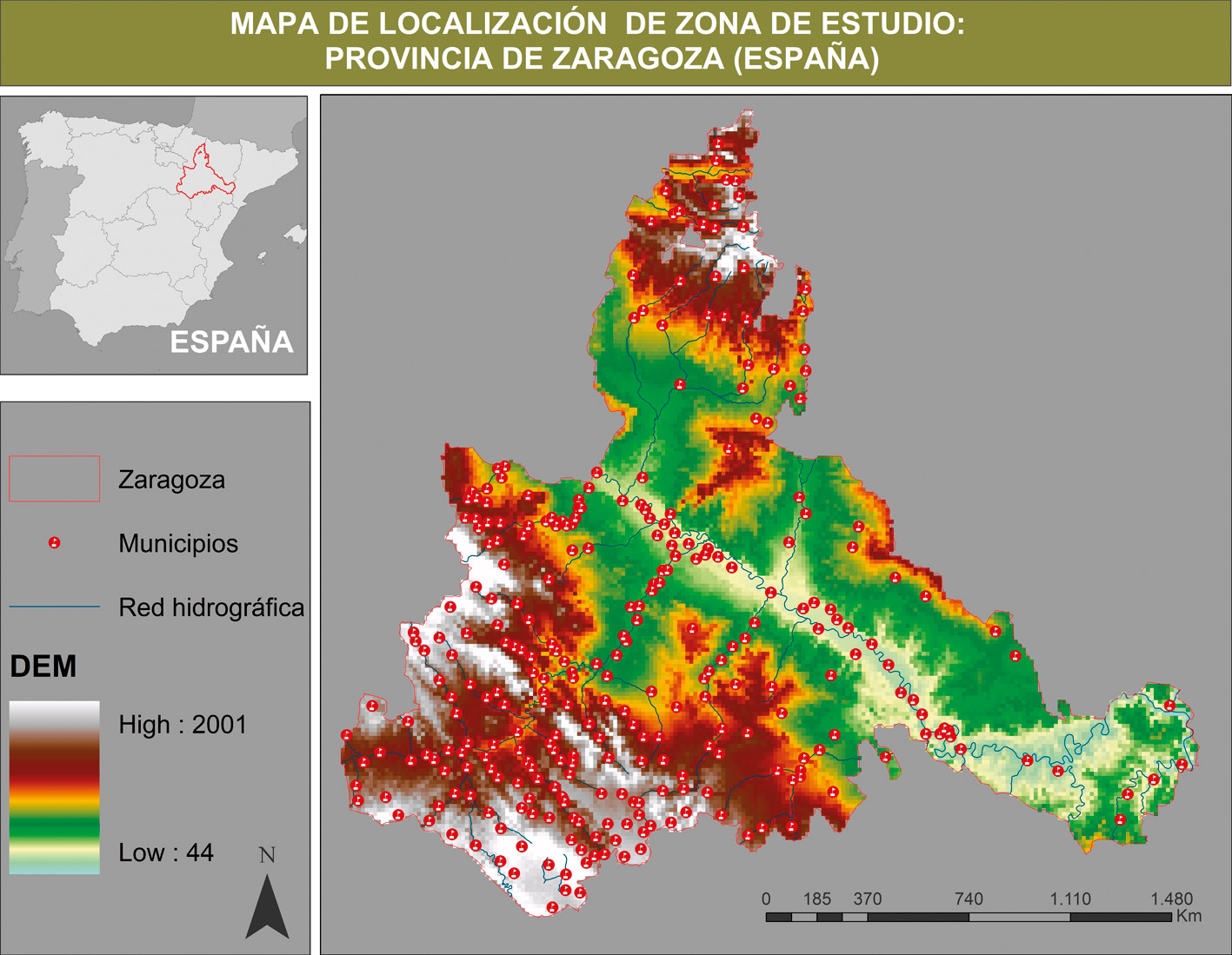 Fig. 1 – Mapa de localización espacial de la provincia de Zaragoza.