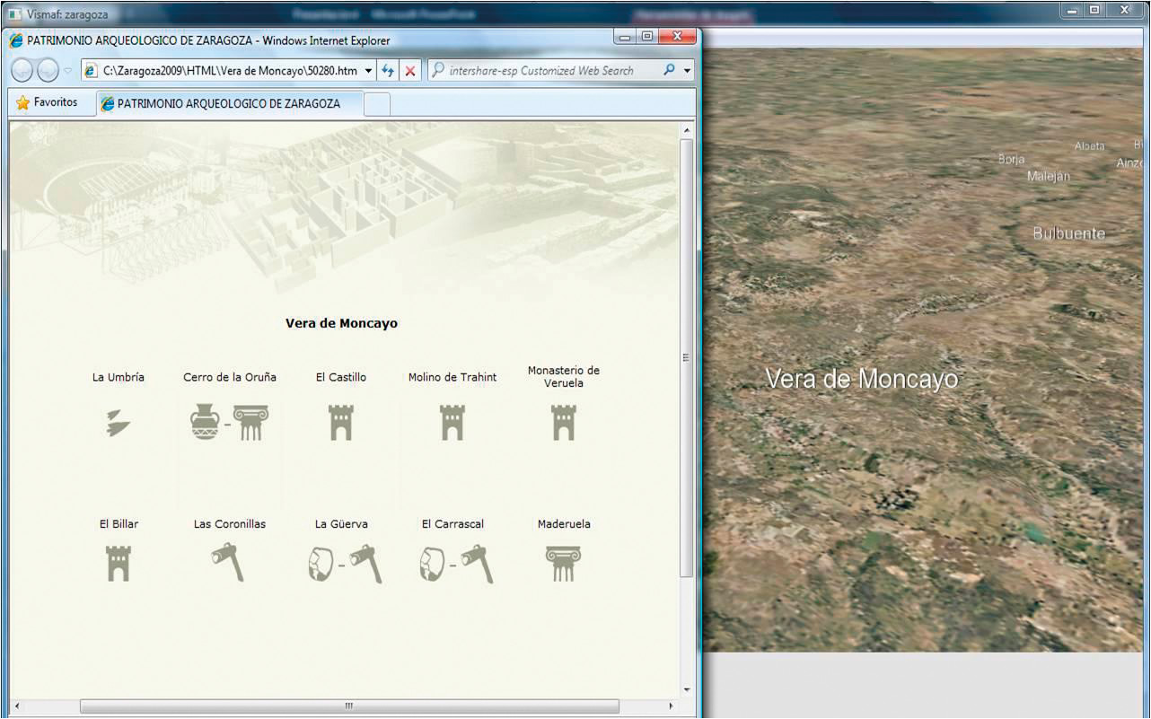 Fig. 9 – HTML con la información arqueológica asociada al municipio de Vera del Moncayo.