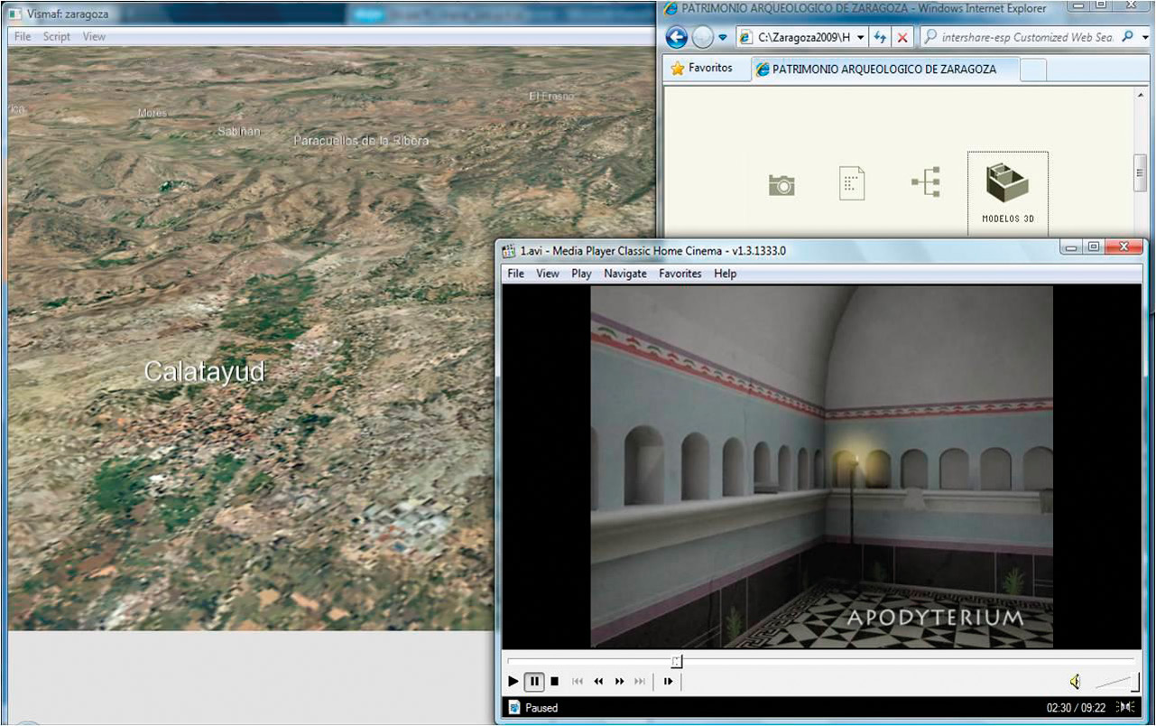 Fig. 14 – Reconstrucción virtual del yacimiento Bilbilis en Calatayud, con la imagen el apodyterium dentro de las termas.